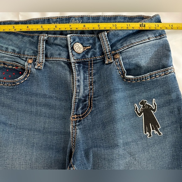 Wranglers Women W26 Bootcut Custom Rhinestone Pocket Stretch Western Jeans Y2K - Picture 13 of 16